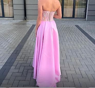 baletanke elegantne: Svečana duga haljina u nežno roze boji. - Kroj: A-linija sa visokim — 4