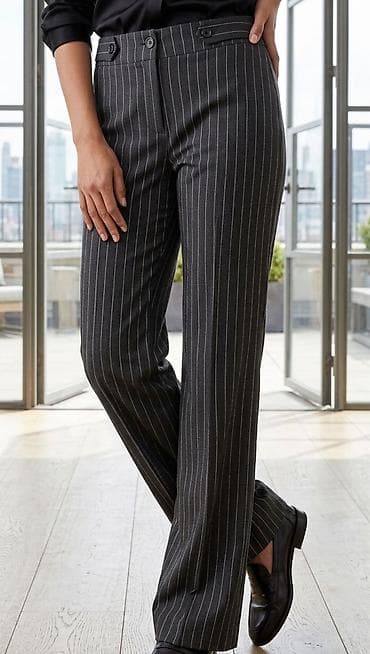 la rive parfemi: Ženske elegantne pantalone sa prugama - Kroj: klasičan, ravan — 1