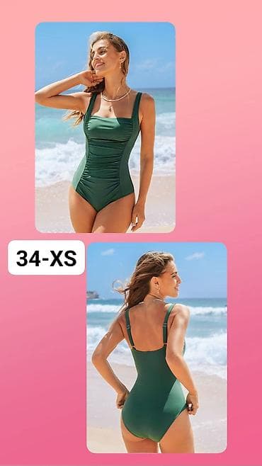 Jednodelni ženski kupaći kostim – tamnozelena boja, veličina 34 (XS)