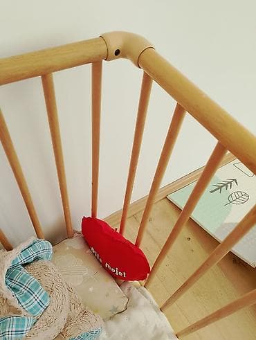 polovne decije sobe: Drvena ogradica za bebe - Materijal: masivno drvo sa okruglim — 2