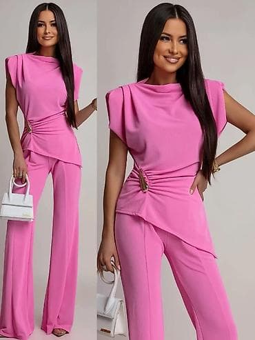 svecani sako: Damski komplet – bluza i pantalone sa širokim nogavicama - Elegantna — 2