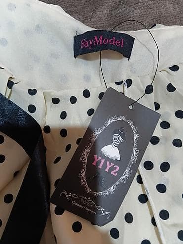 polka dot haljina: Haljina SayModel – dvobojna, tačkice - Gornji deo: krem nijansa sa — 4