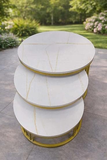 klub stolovi stilski: 🪑✨ Set modernih stolića MILANO – 3 komada – imitacija mermera 🏡 — 4