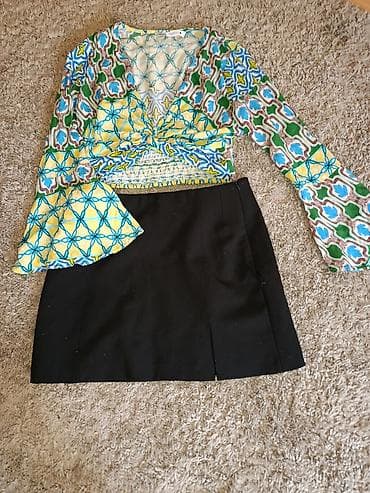 Komplet: Zara ženska bluza na preklop i Zara crna mini suknja -