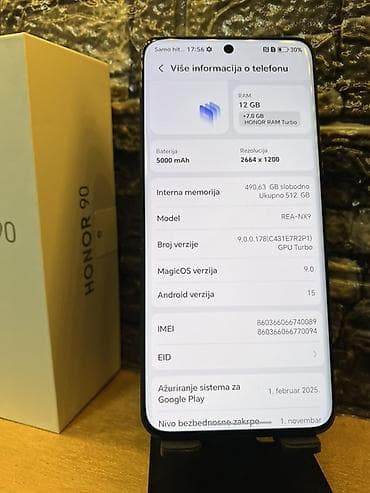 Car Electronics: HONOR 90 – 12 GB RAM + 512 GB ROM - Ekran: 6.7" AMOLED, rezolucija — 4