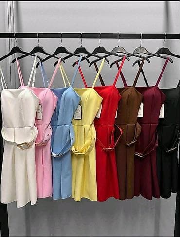 Haljine: Haljina na bretele sa pojasom - Elegantna mini/midi dužina do iznad — 4