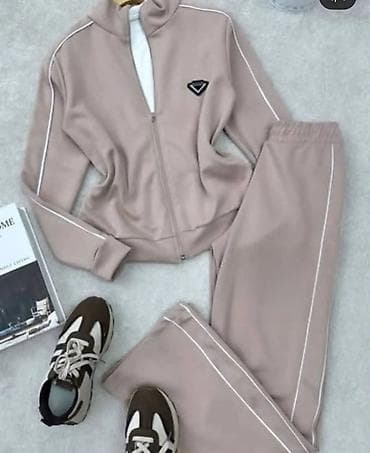 original majica: Ženski komplet trenerke – jakna sa rajsferšlusom i ravne pantalone - — 2
