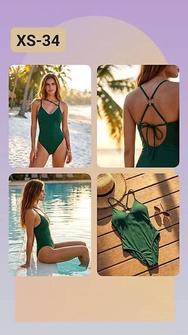 kožna jakna s: Jednodelni kupaći kostim – model XS-34 - Boja: tamnozelena - Kroj — 1