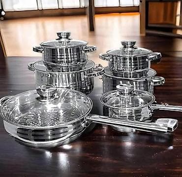 trpezarijski setovi: Dizajnerski set extra teškog PRELEPOG ®Excellent Line INOX poliranog — 2