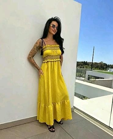 leprsave letnje haljine: Haljina maxi duga letnja sa karnerom. - Duga,lepršava maxi silueta sa — 3