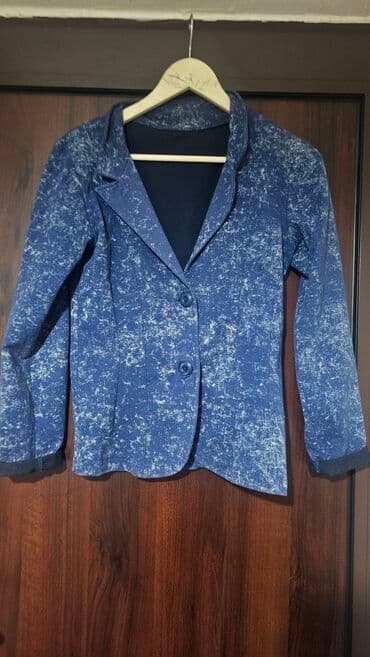 kompleti za vezbanje: Ženski sako – tamnoplavi sa belim “mramornim” šarama - Krojen — 2