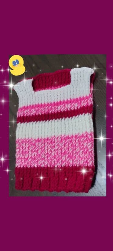 reserved devojcice: Prsluk novi dečiji ručno pleteni vel 2, obim ispod pazuha 44 cm — 8