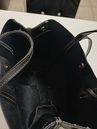 skeleton satovi: Crna ženska torba – shopper/tote model - Materijal: eko koža sa — 2