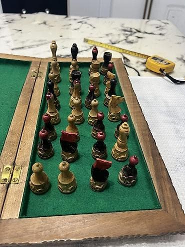 Kućna hemija i proizvodi za kuću: Ručno rezbareni putni šah – drvena kutija/tabla sa figurama - Tabla — 2