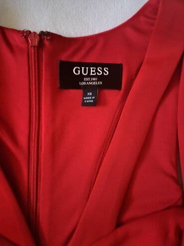 haljine od rebrastog pamuka: Guess XS (EU 34), color - Red, Cocktail, With the straps — 5