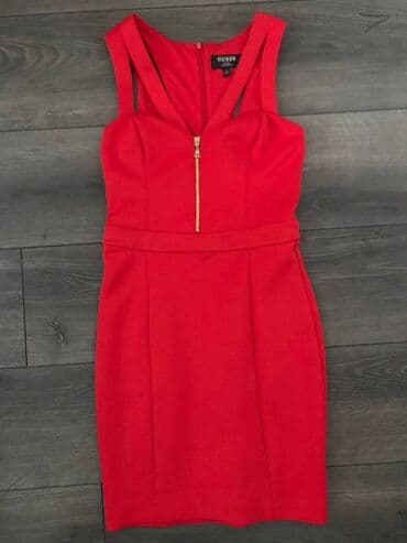 haljine od rebrastog pamuka: Guess XS (EU 34), color - Red, Cocktail, With the straps — 1