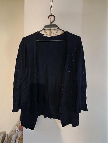 Men's Clothing: Ženski kardigan – tamnoplavi - Model: lagani, otvoreni kardigan bez — 1