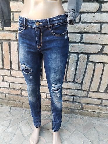 stradivarius teksas kosulje: Stradivarius farmerke, veličina S. - Model: skinny/uzane nogavice - — 1