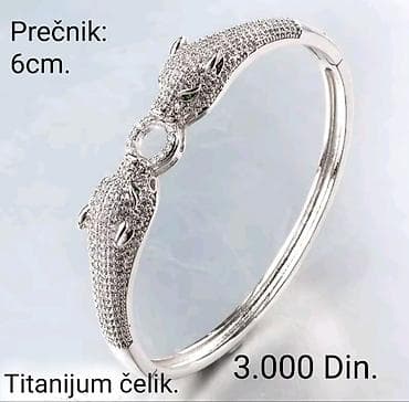 Elegantna narukvica od titanijum čelika sa motivom pantera -
