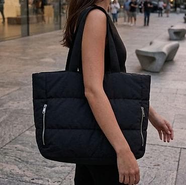 maximon torba: Velika ženska torba – crna, prošivena - Model: shopper/tote - — 1