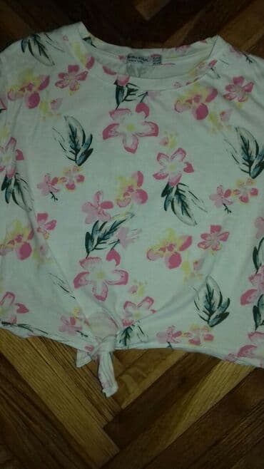 svecane pantalone i tunike: Bershka, XS (EU 34), Cvetni, bоја - Bela — 4