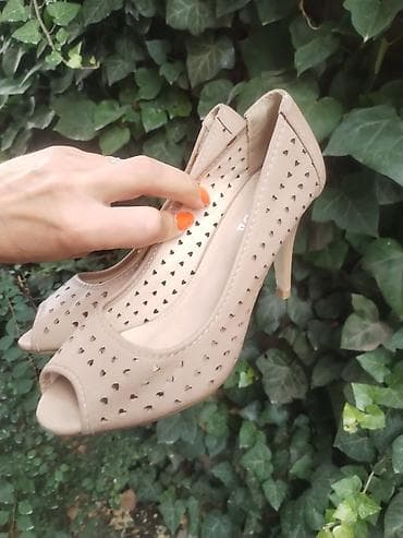 Ženske peep-toe salonke, broj 38. - Boja: bež/nude - Visina