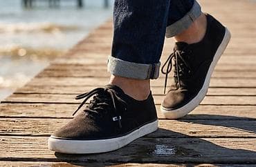 bele duboke patike: Muške platnene patike – crne - Klasičan, nizak model sa pertlama - — 1