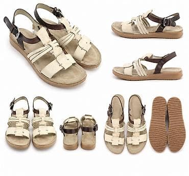 Kožne sandale sa otvorenim prstima i petom, u kombinaciji bež i tamno