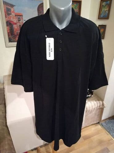 trikotazne pantalone: Nova muska pamucna majica sa kragnom Elephant Crna 6XL. Vrlo dobra — 1