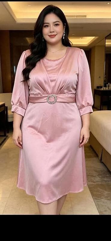 roze torba: Elegantna midi haljina za svečane prilike - Kroj: A‑linija, dužina do — 3