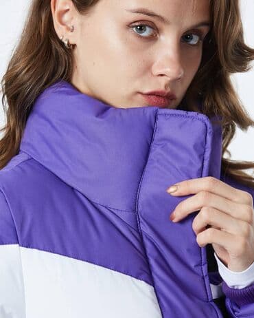 privesci za auto: Ženska zimska jakna – ljubičasto‑bela -Velicina L,XL - Kratak puffer — 5