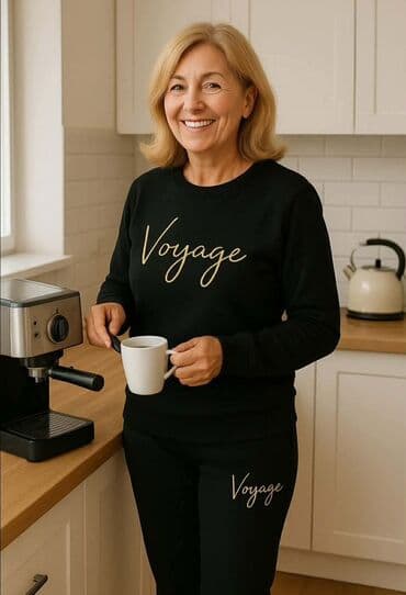 Gornji deo: 💥Ženski komplet trenerke – crna dukserica i donji deo ✅Pamuk xs s m l — 2