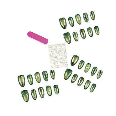 zelena maskara: Set od 30 tipsova za nokte – zelena nail art kolekcija - 30 komada — 2