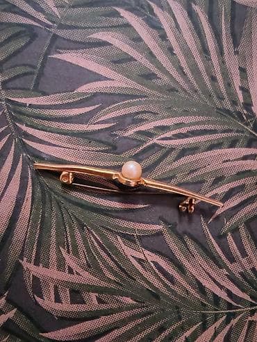 Zlatna ukosnica/šnalica za kosu sa biserom - Elegantna, tanka zlatna