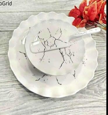 Ostali proizvodi za kuću: Elegantni setovi za serviranje - Set za tortu, bela keramika sa crnim — 1