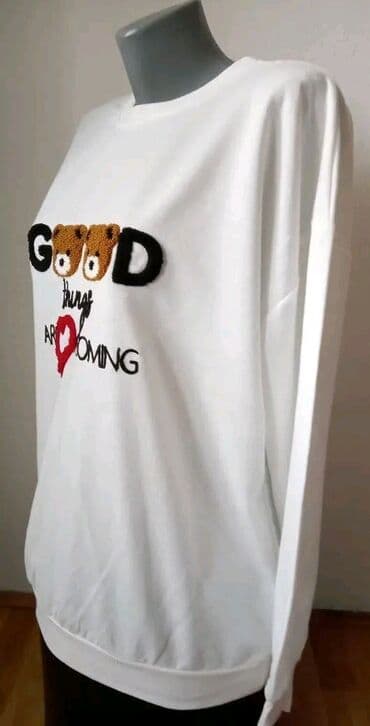 Skafanderi: - Bele ženske dukserice sa dugim rukavima, okruglim izrezom i ranflom — 2