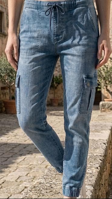 Ženske cargo pantalone od teksasa - Model: lagane džoger cargo