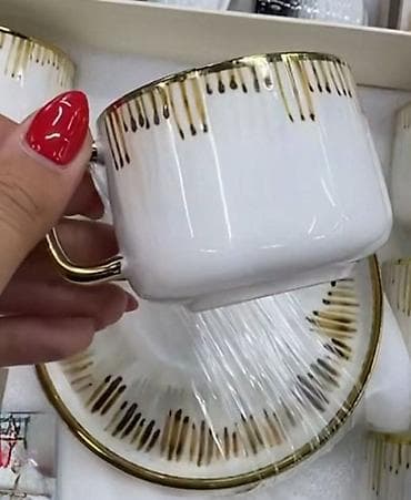 posude za kafu i secer ikea: Set keramičkih/porcelanskih šoljica sa tanjirićima za kafu ili čaj — 1