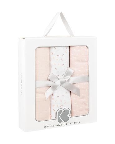 beretka za decu: KikkaBoo Pelene od muslina – set 3 kom, 100x100 cm, Confetti Pink — 2