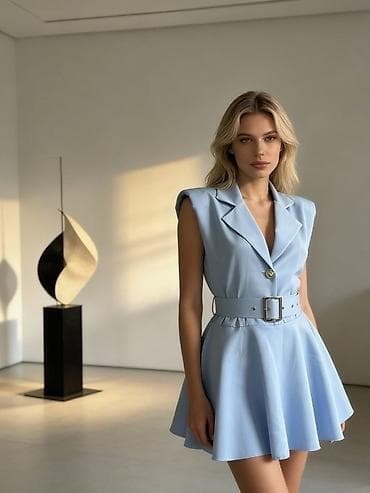 haljina mini maus: ✨Ženska mini haljina bez rukava sa rever kragnom i pojasom
✅2600 din — 2