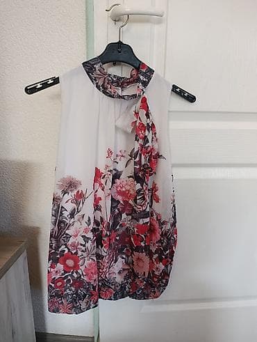 Ženska letnja bluza bez rukava sa cvetnim printom - Materijal: lagan