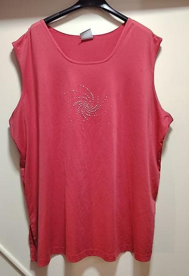 Sweatpants: Ženska bezrukavna majica u boji ciklame. - Klasičan okrugli izrez - — 1