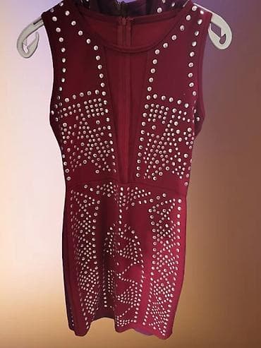 Men's Footwear: SNIŽENJE!!! S/M Vel Elegantna bordo mini haljina bez rukava sa bogatim — 1