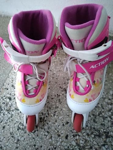 prodaja polovnih satova: Roleri Action roze podesivi br. 30-33, sa pertlama i silikonskim — 2