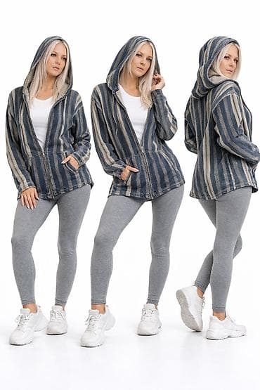 Ženska dukserica KEVIN CLAIN na rajsferšlus sa kapuljačom – prugasti