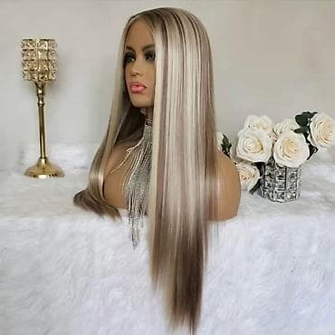 salonke crne: Perika – duga, ravna, balayage plavuša sa pramenovima - Stil: duga — 1