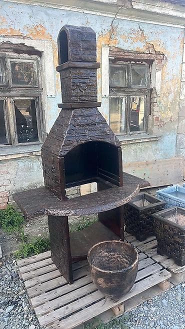 uradi sam pvc ormani: Vrtni roštilj/ognjište sa dimnjakom – ručno izrađen - Masivan — 1