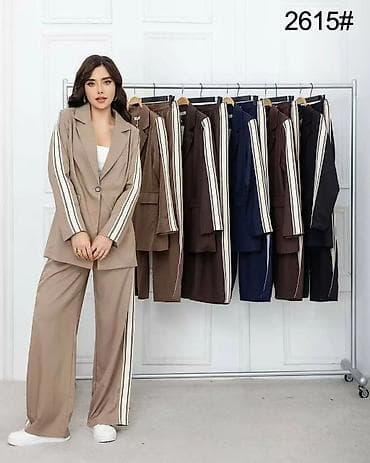 crne tunike: Ženski komplet 2614/2615 – sportski šik set sako + široke pantalone - — 2