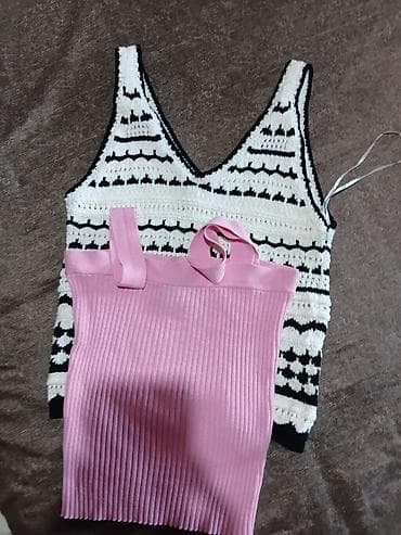 jakna s: Dva ženska topa – paket 1) Pleteni top na naramenice - Brend: Primark — 2