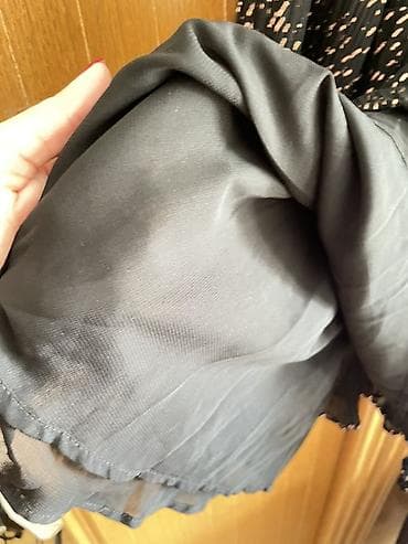 ugg papuče ženske: NEXT ženska haljina – crna sa sitnim bež tufnama - Model: mini/iznad — 3